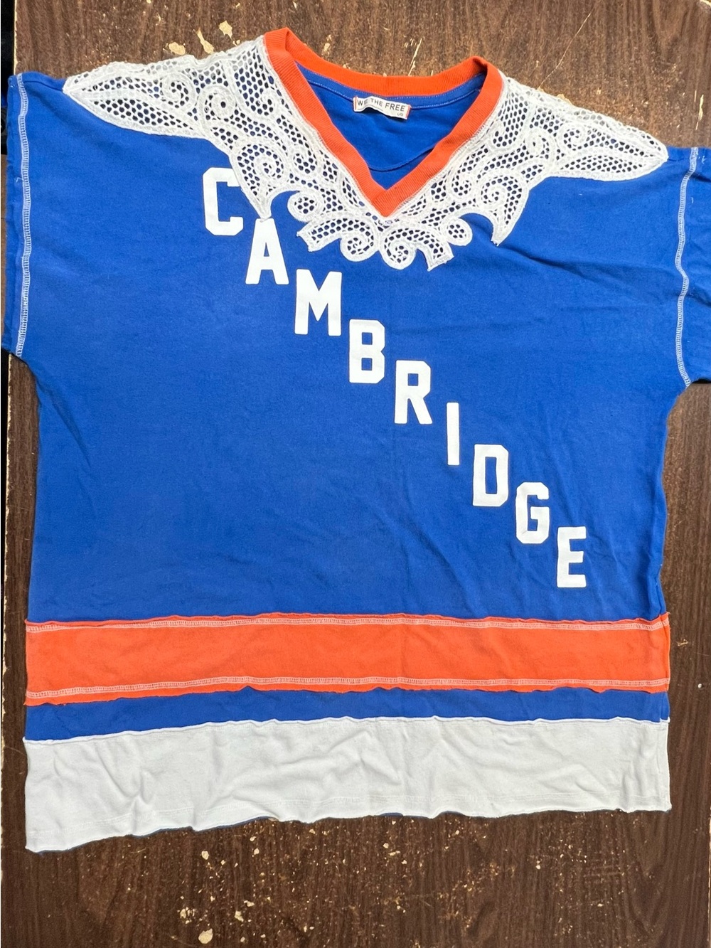 Free People We The Free Stanley Tee L Cambridge Combo Lace Jersey #22